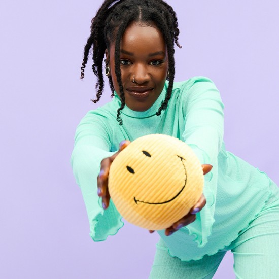Smiley mekana igračka ECO Corduroy - Yellow - 13 cm