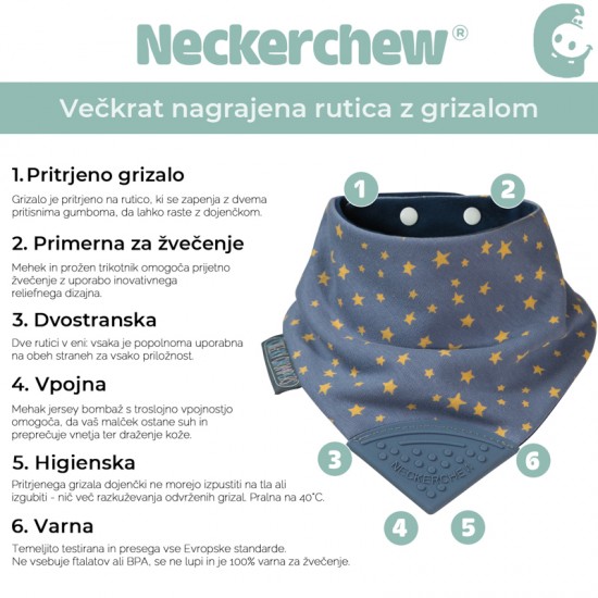 Cheeky Chompers Neckerchew Premium podbradnjak s grickalicom – Midnight Stars