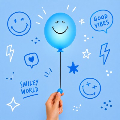 MOB Noćna lampica Bubbly Smiley - Blue