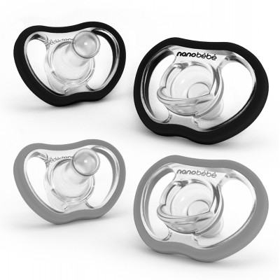 Nanobébé Silikonska duda Active Flexy 4m+ 4pack - Black&Gray
