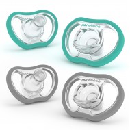 Nanobébé Silikonska duda Active Flexy 4m+ 4pack - Teal&Grey
