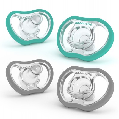 Nanobébé Silikonska duda Active Flexy 4m+ 4pack - Teal&Grey