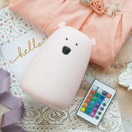 Rabbit&Friends Mekana svjetiljka Medvjedić s dalj. upravljačem - Roza - USB-C