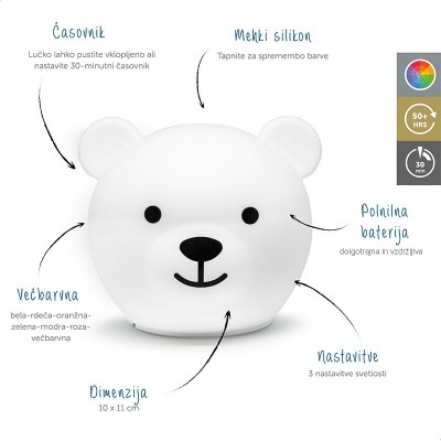 ZAZU Mekana Svjetiljka Medvjed BOR - USB-C - OŠTEĆENA AMBALAŽA
