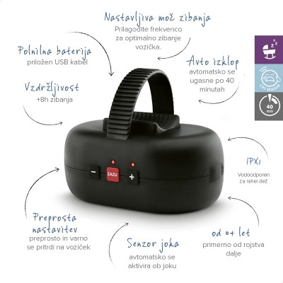 ZAZU Prijenosni uređaj za ljuljanje kolica Rocker Robby - Black