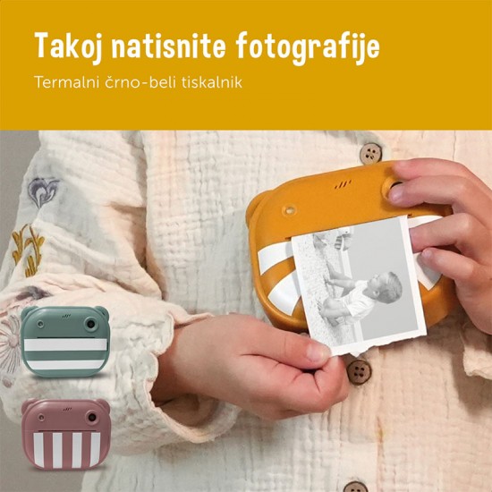ZAZU Dječji fotoaparat Instant Print s trenutnim ispisom 1080P Full HD - Pink